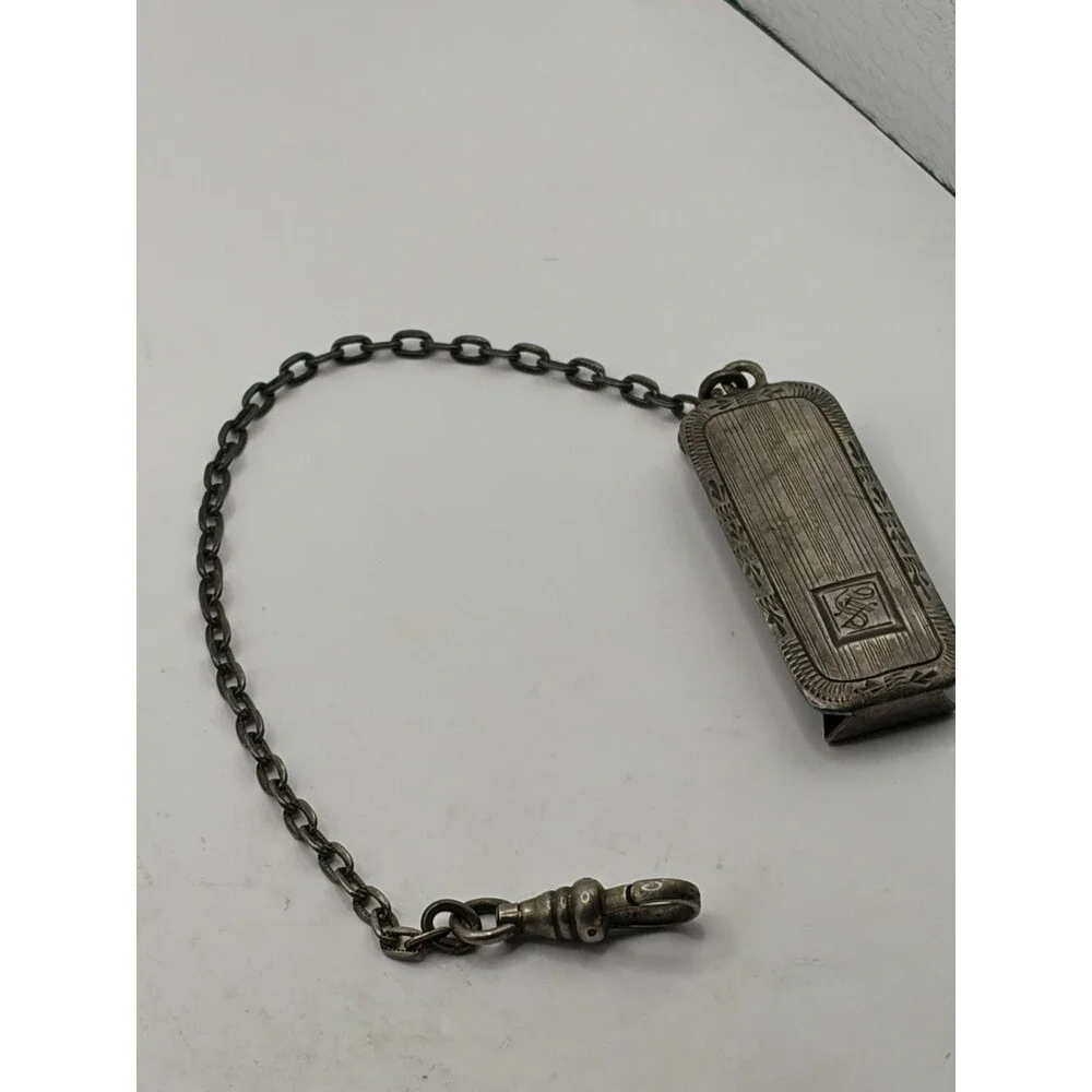 Victorian  Sterling Silver Art Deco Mens Belt Loop Packet Watch Chain fob 925